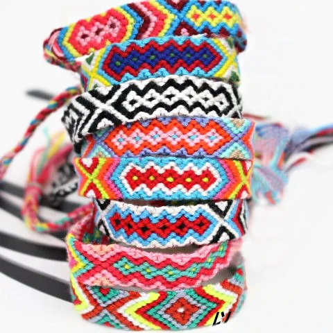 

Custom Rope Bracelet Top Selling Unique National Bracelet Handmade Colorful Cotton Cord Woven Friendship Bracelet, Multi-colors