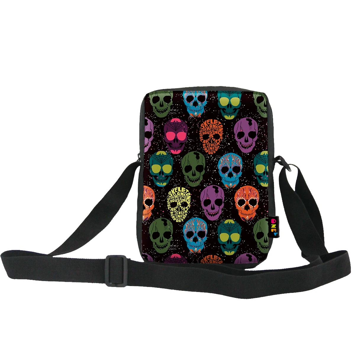 

Skull design printing custom shoulder bag men popular trendy shoulder bag with zipper best price wholesale, Customized