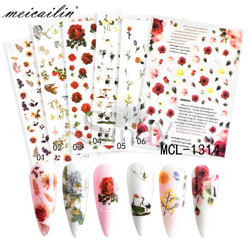 

High quality MG nail sticker Flower Red Rose For Valentine's Day nail Art Decoration