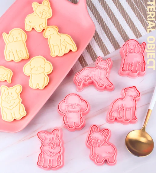 

6pcs 3D Dog Animal Baking Cookie Cutter Stamp