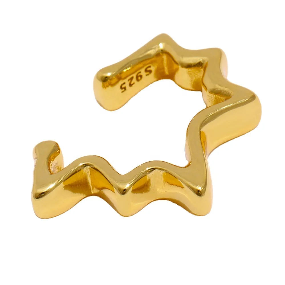 

JINYOU 055 Personalised Gold Twist Jewelry 925 Sterling Silver Earrings Statement Ear Cuff Earrings Women