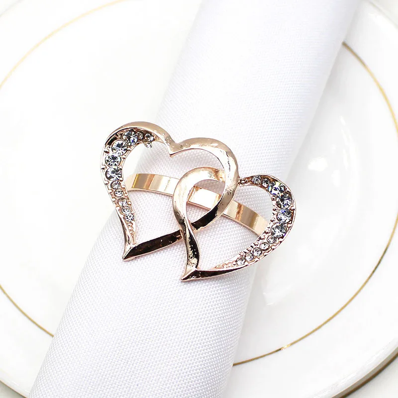 

Rose Gold Napkin Rings Heart Shaped Napkin Holder for Christmas Holiday Wedding Banquet Birthday Daily HWW17