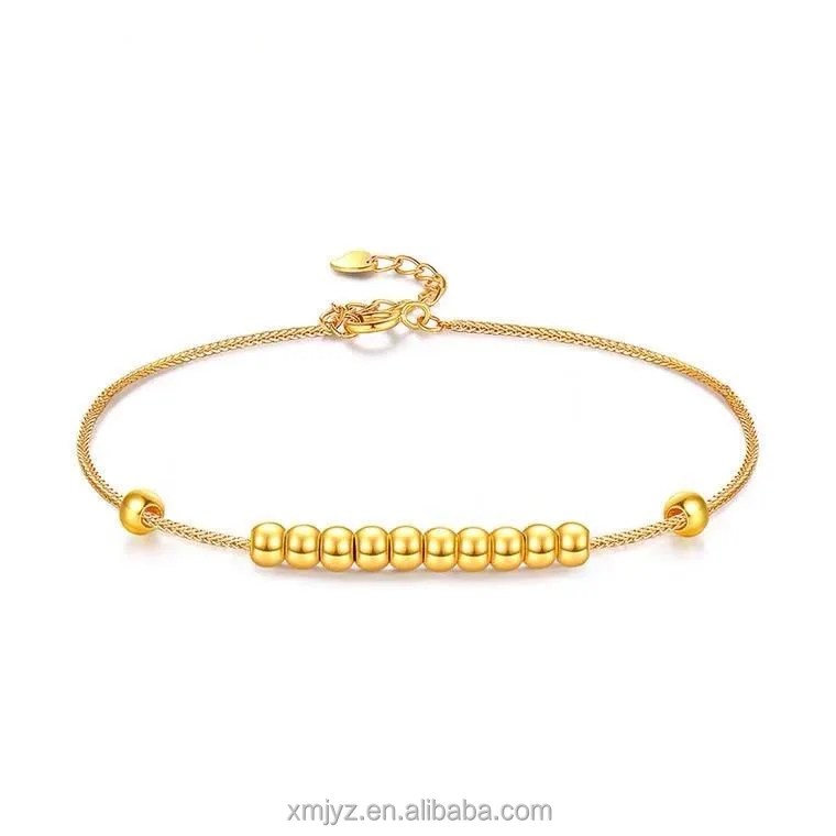 

Certified 18K Gold Perfect Bracelet Colored Gold Au750 Lucky Beads As Right As Rain Round Beads Fashion Simple