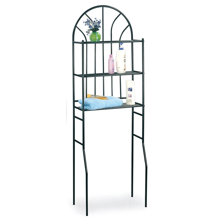 Simple design bath furniture 3 layer showe storage shelves rack iron metal modern bathroom shelf over toliet 