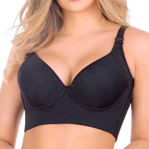 

Women Deep Cup Bra Hide Back Fat Underwear Shpaer Incorporated Full Back Coverage Plus Size Push Up Bra, Black/nude/pink/gray
