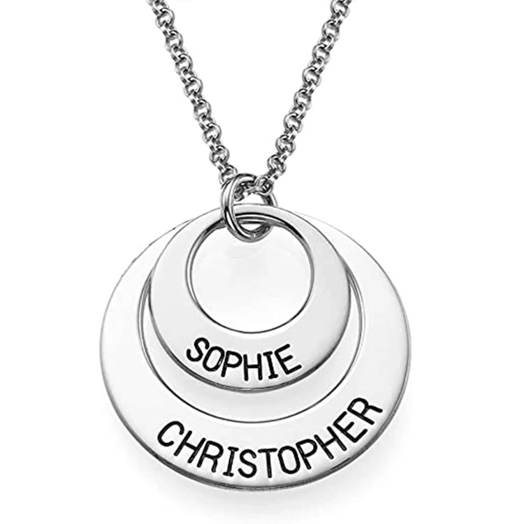 

Hot sale Fashion Personalized Disc Necklace Pendant for Women, Silver plated