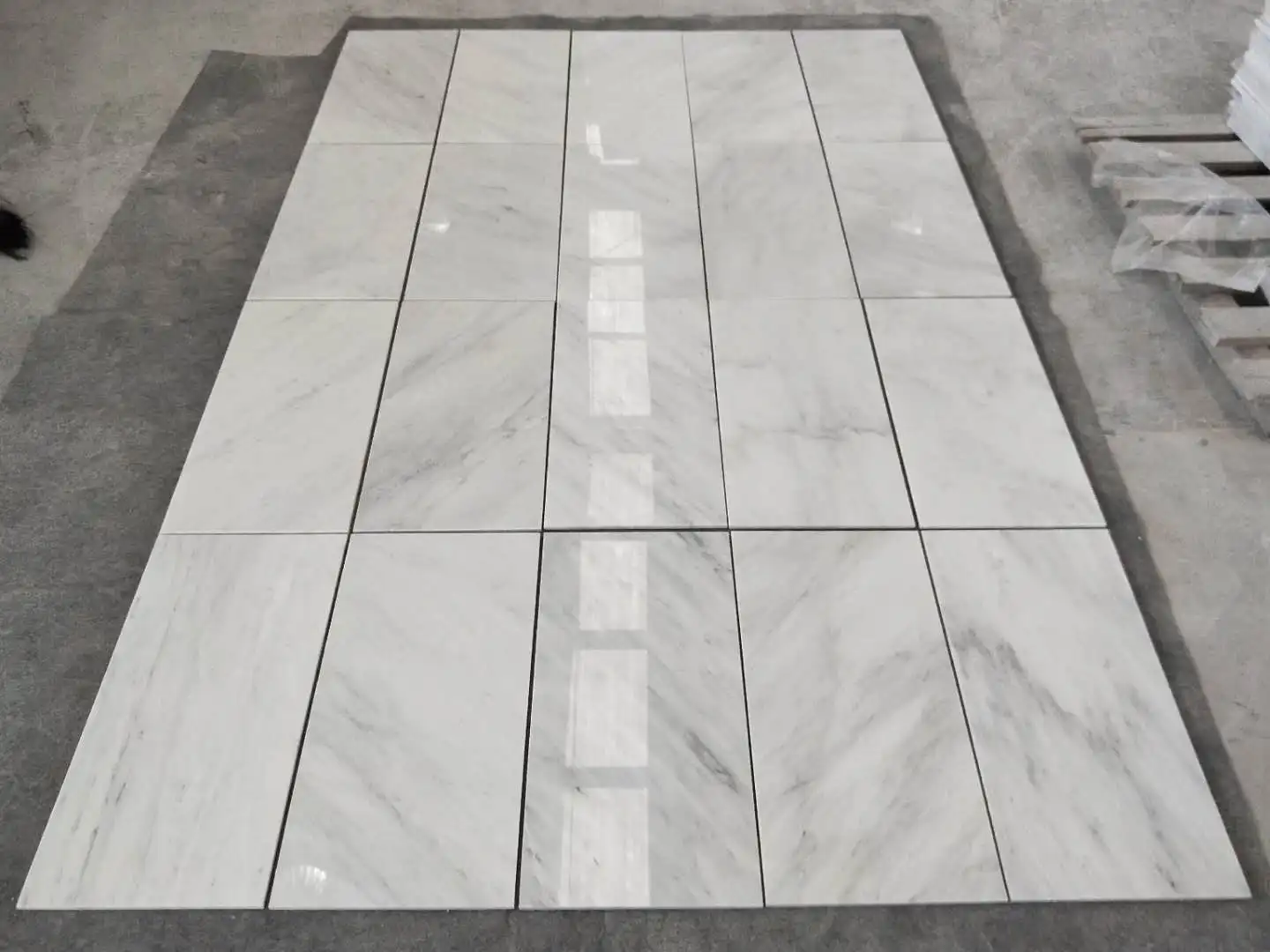 White Marble With Grey Veins Refined Polished Subway Tiles 30x30