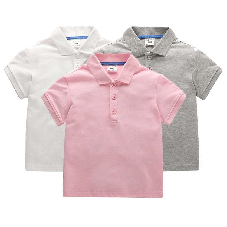 

Classic Solid Color Kids Summer Clothes POLO Neck Shirts Boutique Toddlers Boys Girls 100% Cotton Shirt, Customized color