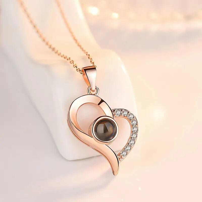 

Best Gift for lovers Wholesale 2020 Unique Present Woman Man Her Valentine Day Pendant 100 language i love you necklace