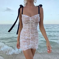 

Hot selling sexy girl lace mesh close-fitting mini skirt slip dress