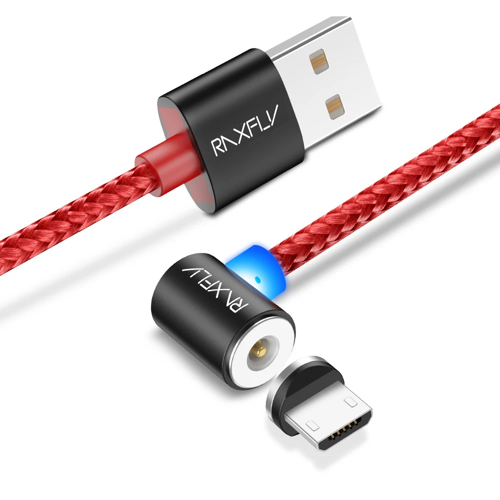 

DHL Free Shipping 1 Sample OK RAXFLY OEM Cheap Red Colored 2A 1M Nylon Braided Magnetic Micro USB Charging Cable
