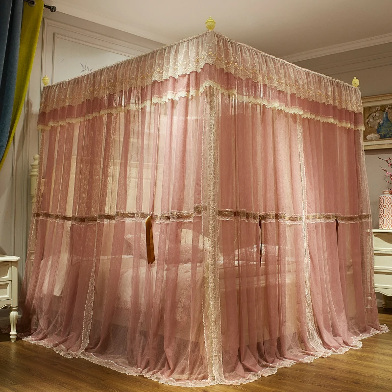 2019 New Design Fashion Girls Lace Princess Large Space Long Lasting Square Mosquito Net Bed Curtain