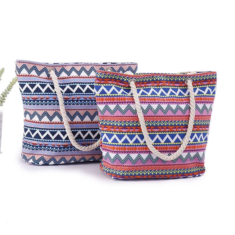 

Popular Large Fashion Lady Tote Beach Bag Wholesale Large Shopping Bags Ladies Canvas Handbags For Women, Multi