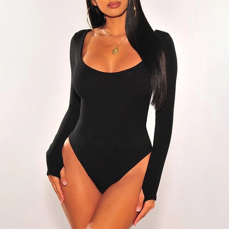 

High Quality Jumpsuit Bodysuits Women One Piece Long Sleeve Solid Color Fall Womens Jumpsuits, Black,dark blue