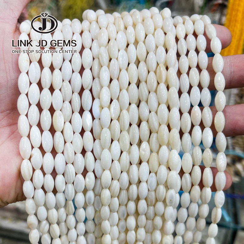 JD New Colorful Natural Shell Bead 5*10mm Dyed Color Natural Shell Rice Shape Beads Loose Charm Beads For Jewelry Making