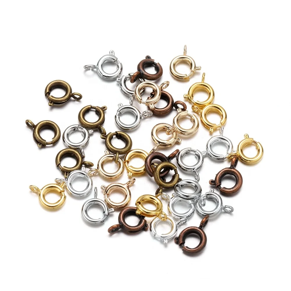 

Wholesale Stainless Steel Spring Ring Clasp For Bracelet Necklace Diy Jewelry Making Findings, Black / gold /silver