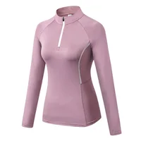 

New design Sportswear Compression Women's Fitness Top zipper Long Sleeve T Shirt