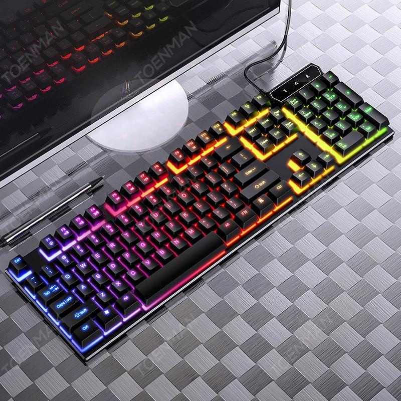 

New V4 Mechanical Feeling Keyboard Wired Backlight USB Computer Accessories Colorful 104 Keys Multi-Function Game Keyboard, Black