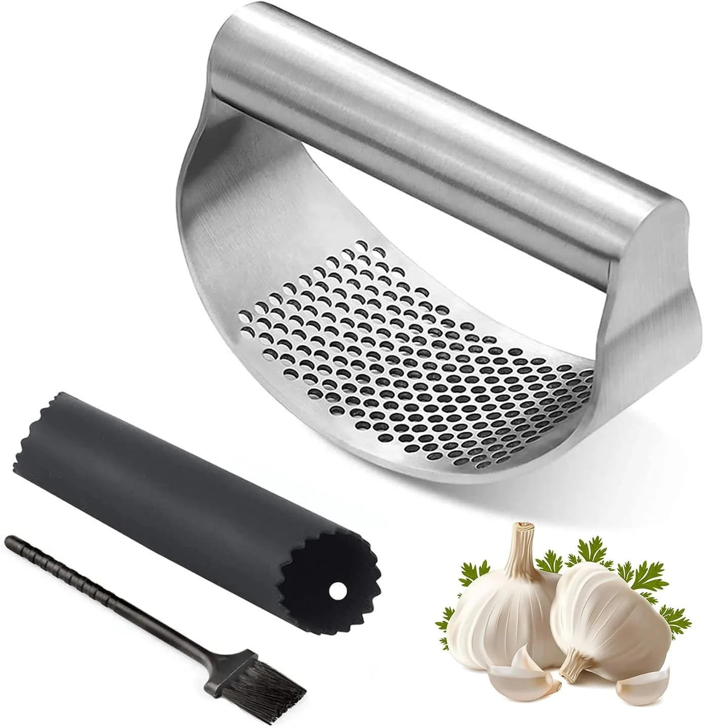 

Stainless Steel Garlic Crusher Mincer Garlic Press Rocker