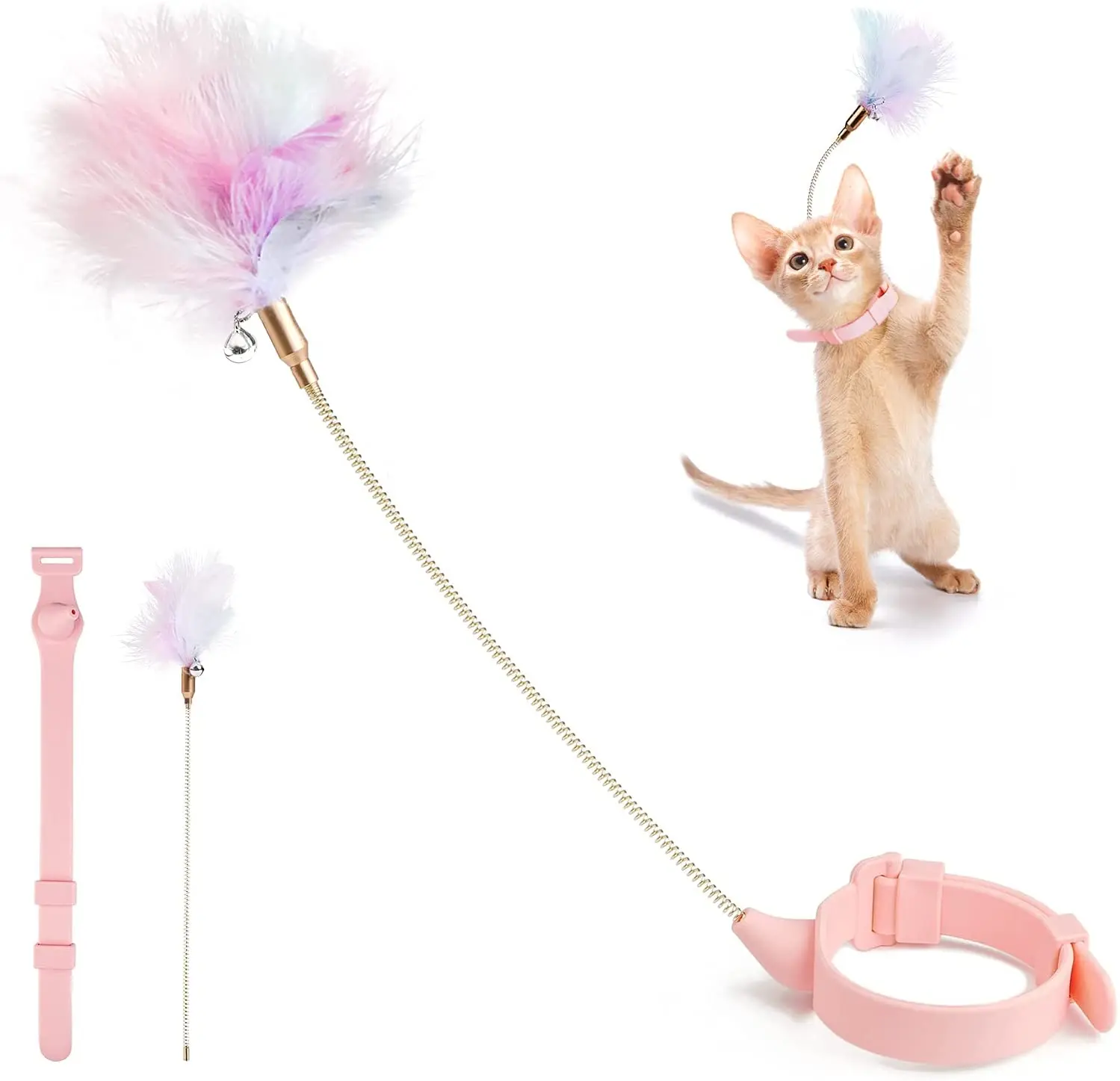 

Interactive Cat Feather Toys Indoor Cats TikTok with Collar Cat Wand Toy Having Fun Exerciser Playing, Picture