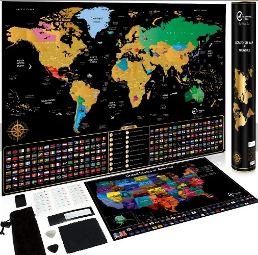
Deluxe Travel Scratch Off World Map Poster 