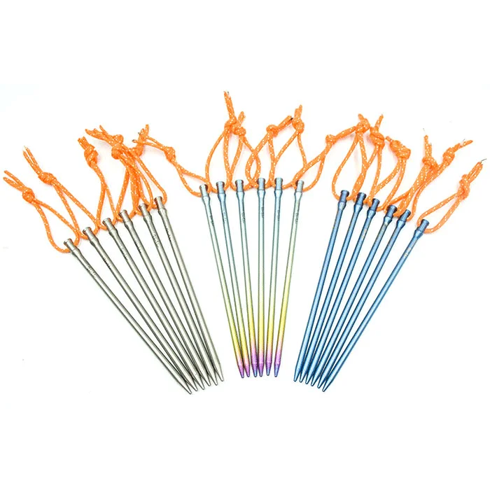 

2019 New Products Colorful Outdoor Camping TC4 Titanium alloy Tent Peg Tent Stake 5*165MM, Titanium prey, broken colour, blue