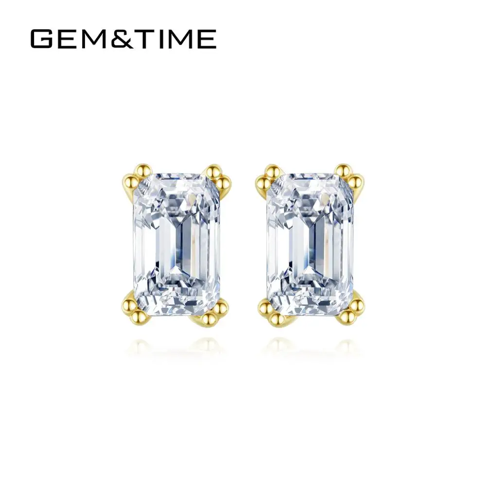 

GEM&TIME Geometric Trendy 14K Real Solid Gold Earrings Cubic Zircon Jewelry Earrings for Women