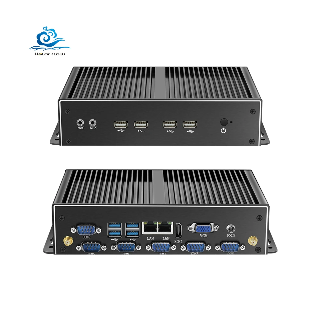 

HelorPC Fanless Embedded Industrial Mini Desktop PC Computer with In-tel Ce-leron J1900 RS232 8GB RAM 8USB 2LAN VGA H-D