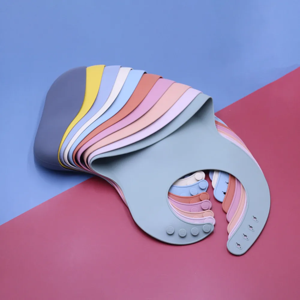 

Custom High Quality Food Grade Soft Waterproof Silicone Baby Bib With Food Catcher