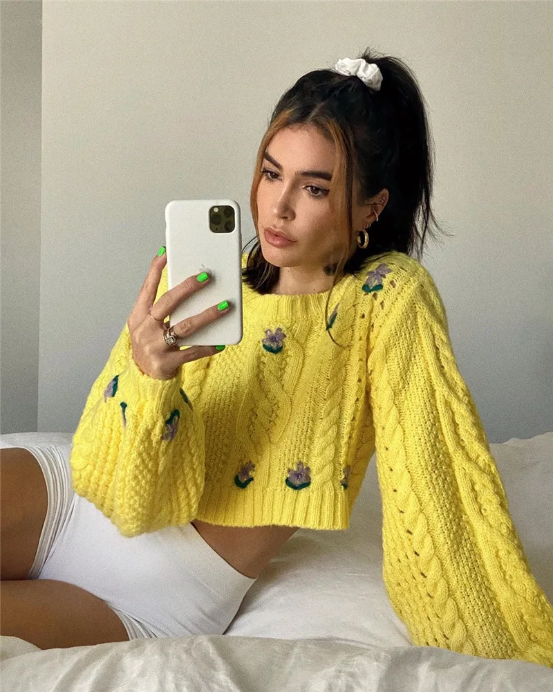 

wrap autumn sweater crop tops, Customized color