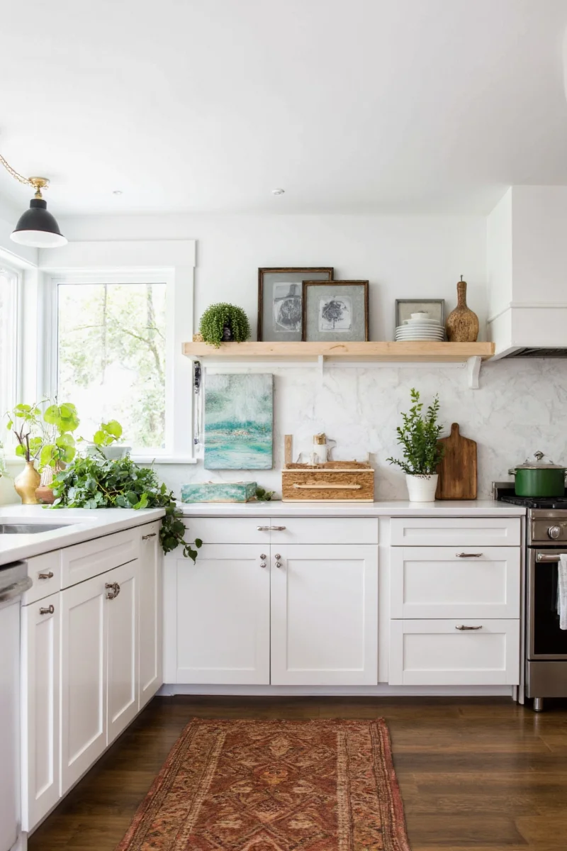 Family enjoying a greenery-filled kitchen