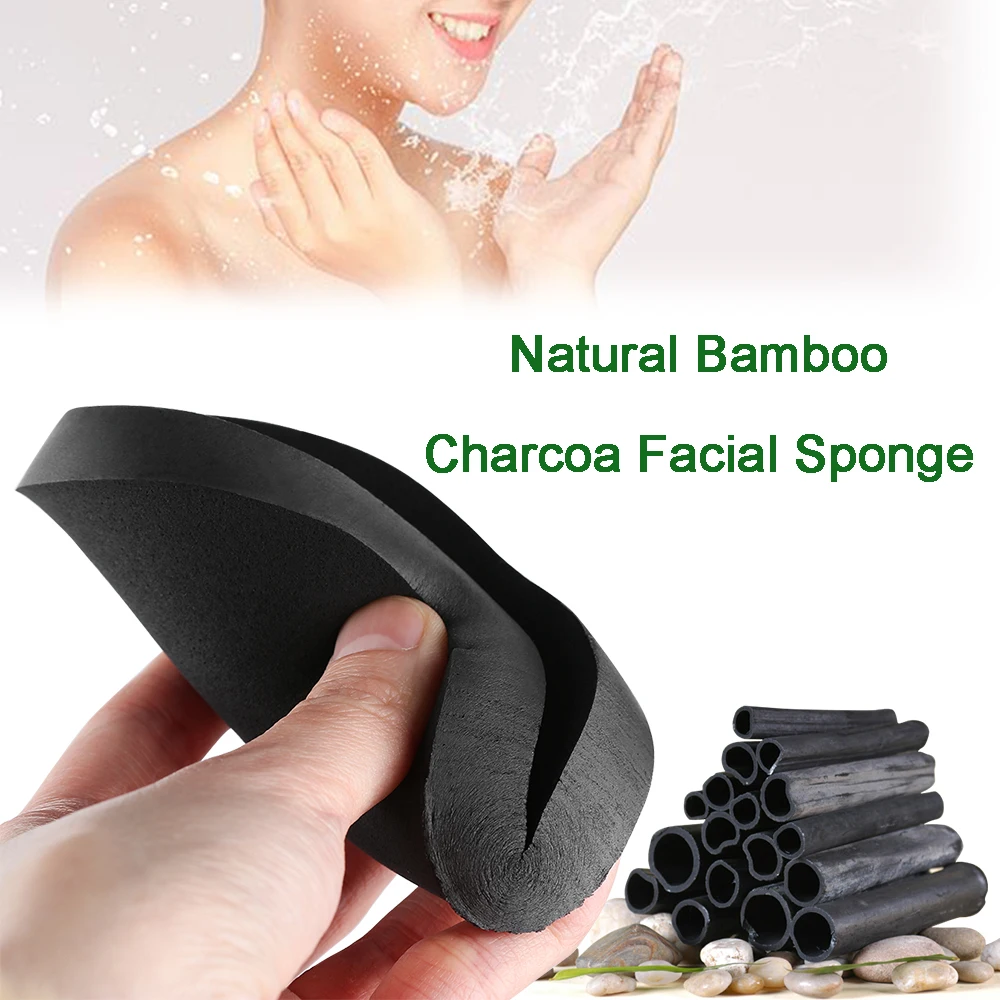 

Natural Black Bamboo Charcoal Wood Fiber Face Wash Clean Sponge Beauty Makeup Accessory Cleaning Puff