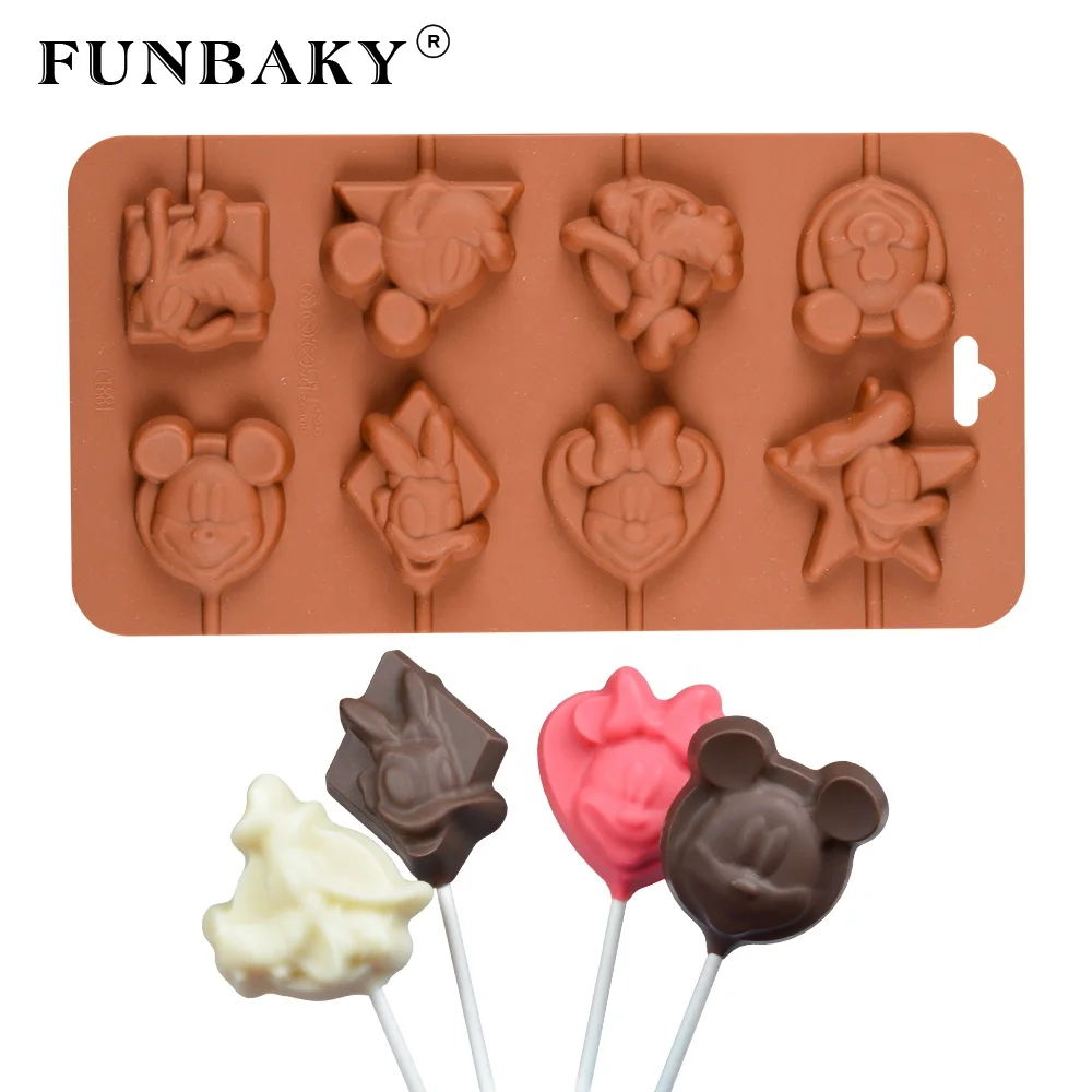 

FUNBAKY JSC1881 Durable food grade candy making tools smile face round shape lollipop silicone mold homemade mould carved molds, Customized color