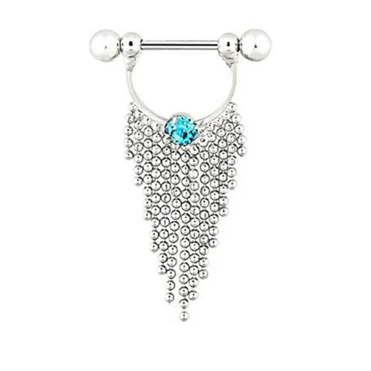 

New hot sale diamond tassel breast ring titanium steel nipple piercing sexy woman body piercing jewelry wholesale, Pink/silver/steel color