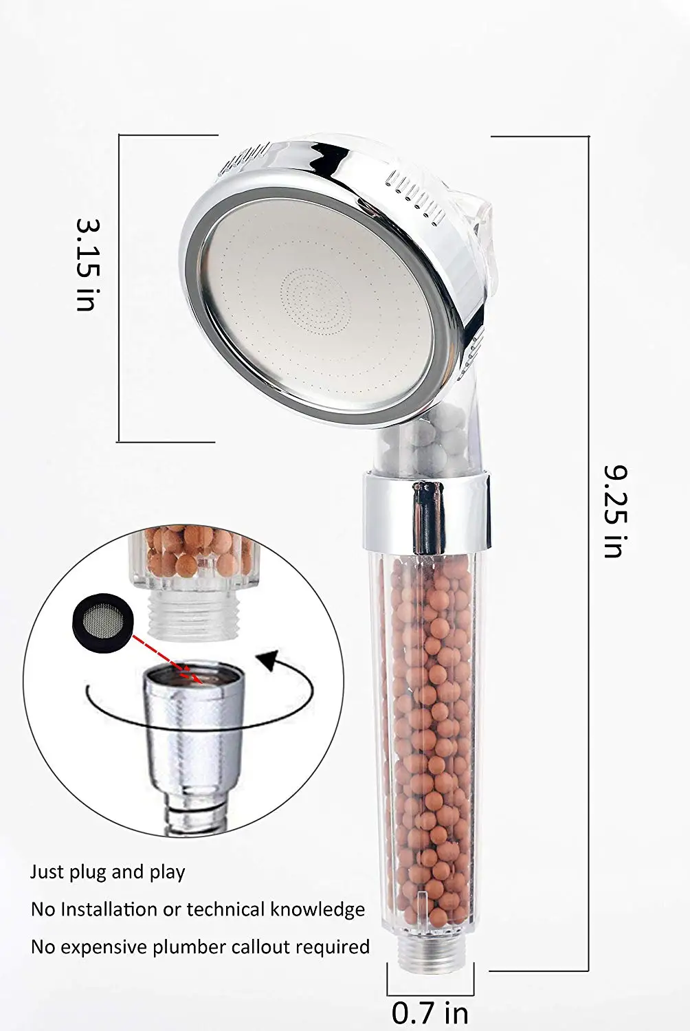 3 Models Filtered Handheld Showerhead Ionic Shower Head 3 Spray