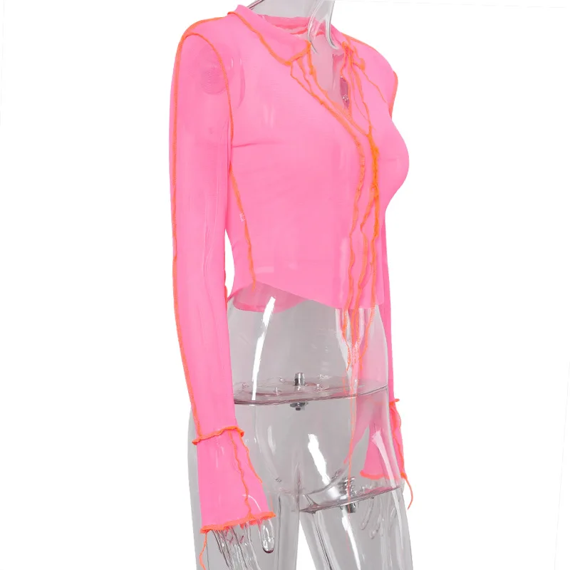 

Summer Crop Top Sexy Mesh See-Through Top Knitted Crop Top