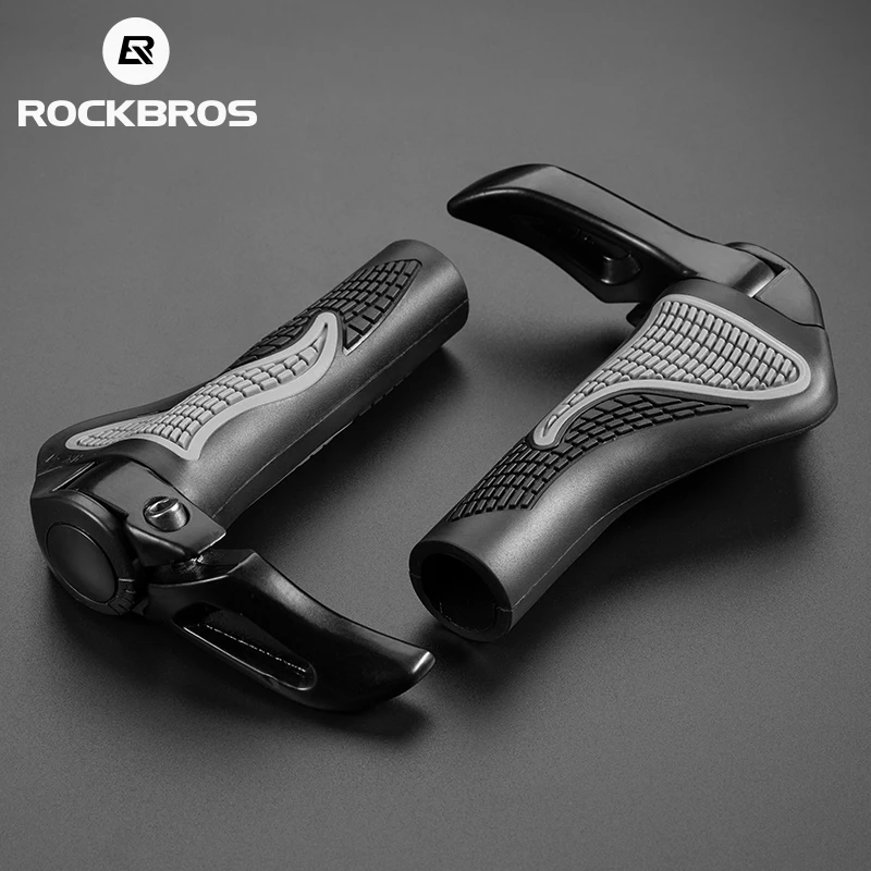 

ROCKBROS Shofar Vice Handlebar Grips Cycling Shockproof Dust-proof Bike Grips Rubber Bilateral Locked MTB Bicycle Grips Horns, Black, white