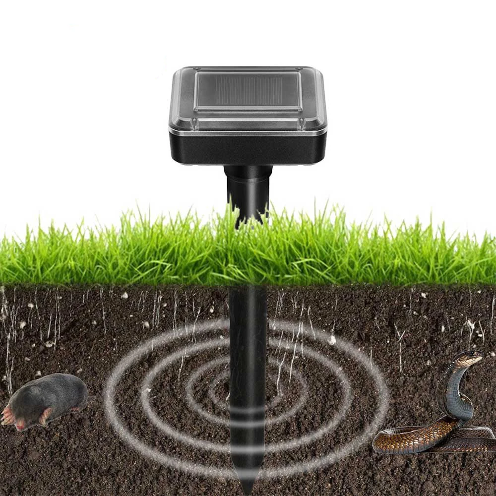 

Ultrasonic Solar Power Pest Control Animal Rodent Mole Repeller for Outdoor Lawn Garden Yards Snake, mice, Black