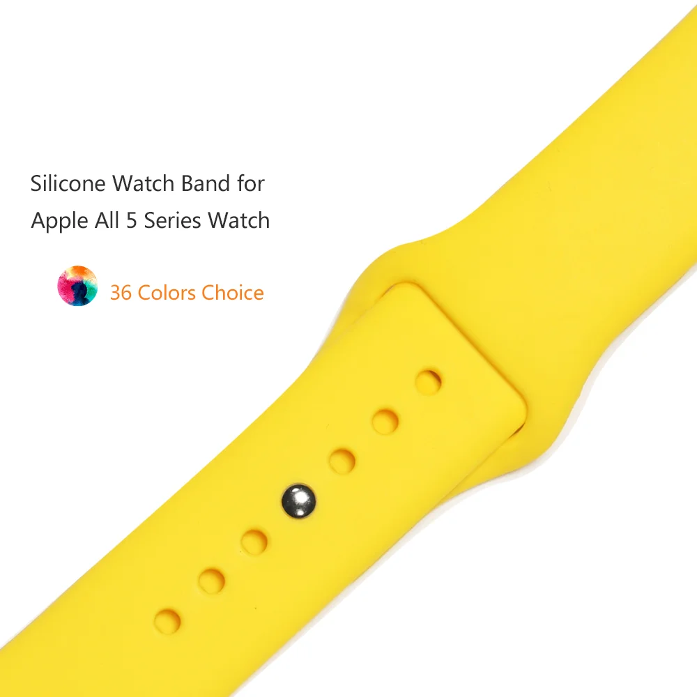 

HUAMJ Silicone Strap band 44mm 40mm Sport Bracelet belt For Apple Watch 38mm 42mm Accessories, 54 colors