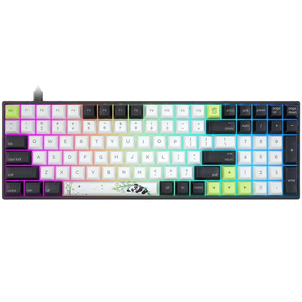 

factory supply SK96 Gateron optical switch 90% colorful RGB 96keys PBT keycaps mechanical gaming keyboard, Black/ white