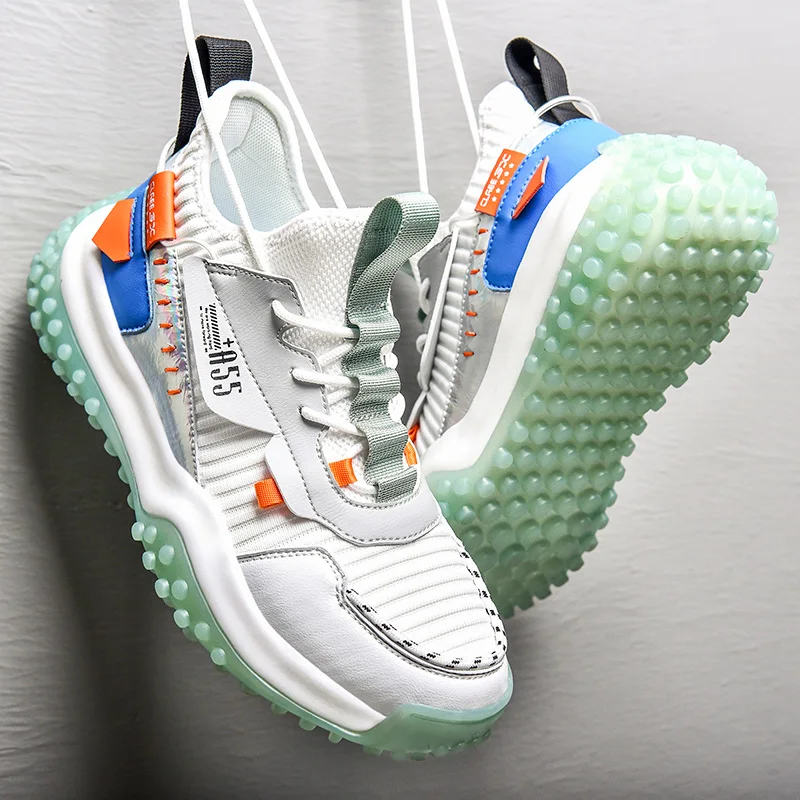 

Mesh Men Sneakers Breathable Fashion Chunky Shoes Sports Personality Trendy Casual Shoes Walking Trainers Zapatillas De Hombre, White-green,white-blue,black