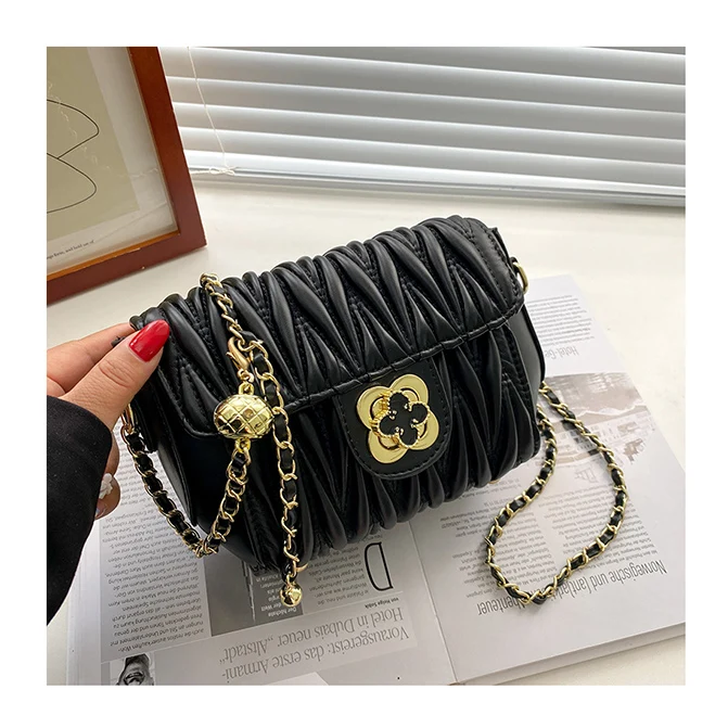 

Ruched Embroidery Fall Korean Ins Ladies Bags Leather Handbags Fashion Luxury Messenger Designer Handbags For Women Girls Bags