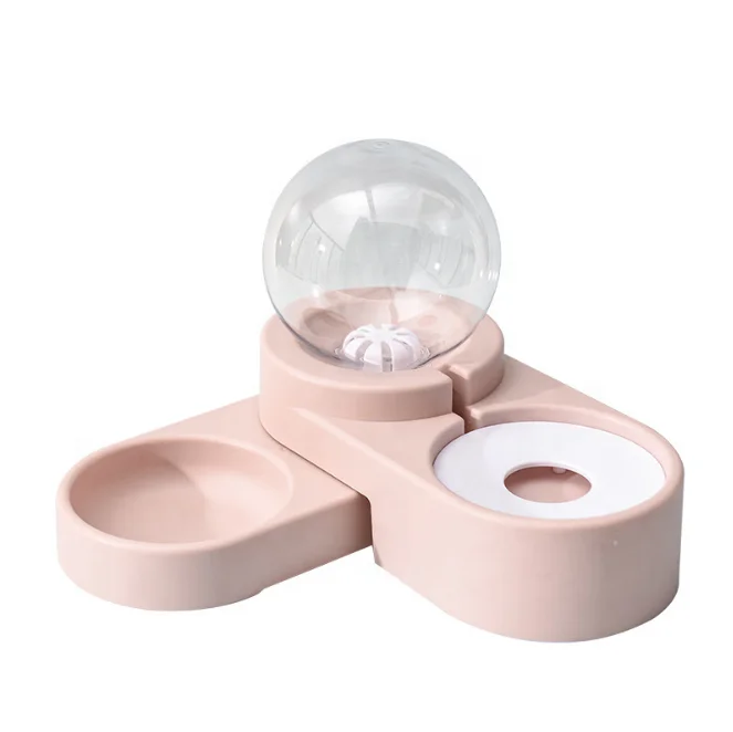 

Pet Dog Cat Double Bowls Feeder Food Water Drink Dispenser Automatic Pet Feeder