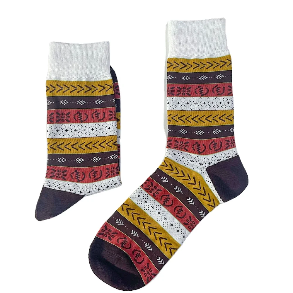 

Wholesale Unisex Adult African Design Socks Sublimation Colorful Nigeria Mokaka Accessories African Print Socks, As pictures