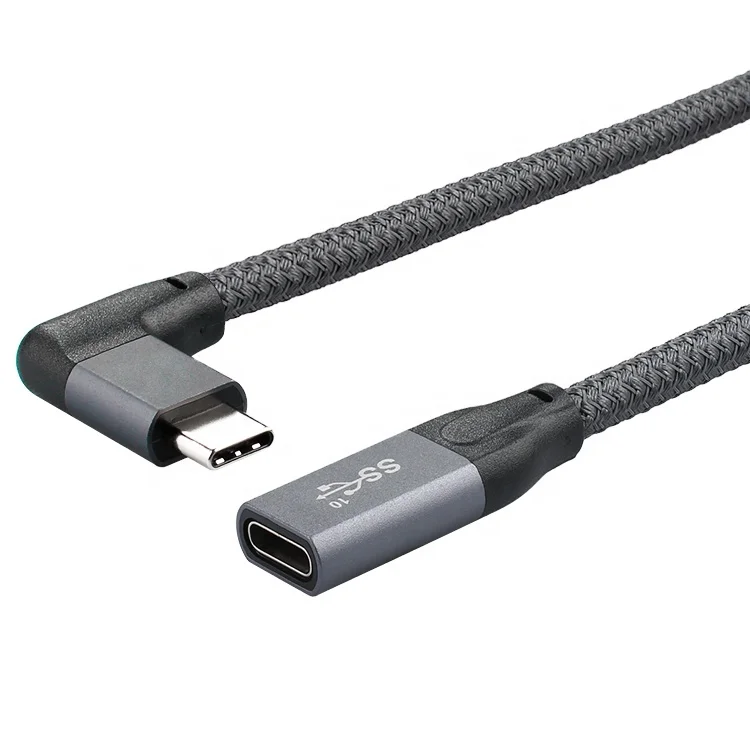 

ULT-unite Right Angle USB 3.1 Type C Male to Female USB-C Extension Cable, Grey