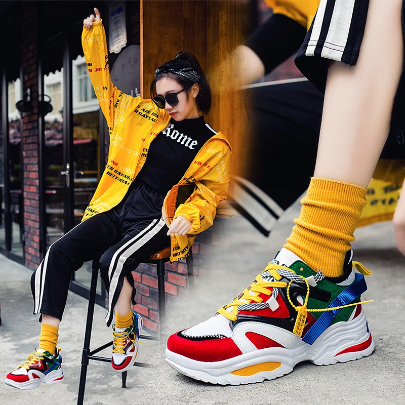 

Chunky Shoes Boots Platform Sneakers Breathable Casual Women Mixed-Colors Soft 35-43