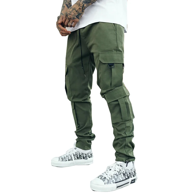 

stretchable baggy men's stacked joggers cargo pants hiking sports casual men's pants cargo trousers