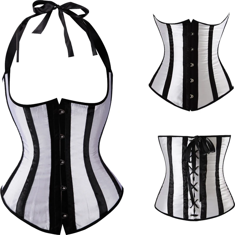 

Gothic Underbust Sexy Corset and Waist Cincher Bustiers Top Workout Body Shaper Belt Plus Size Lingerie Corselet, Black gray purple