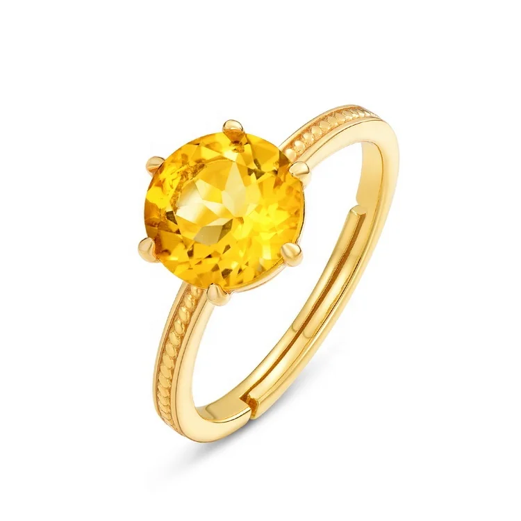 

Newly Fashion 925 Sterling Silver Jewelry Elegant Gemstone Ring Women Natural Citrine Ring