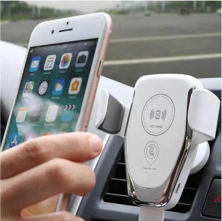 

Car Air Vent Cell Phone Holder Wireless Charger With Cradle 10W Fast Charger For Phone Automatic Clamping Car Phone Holder, Black white